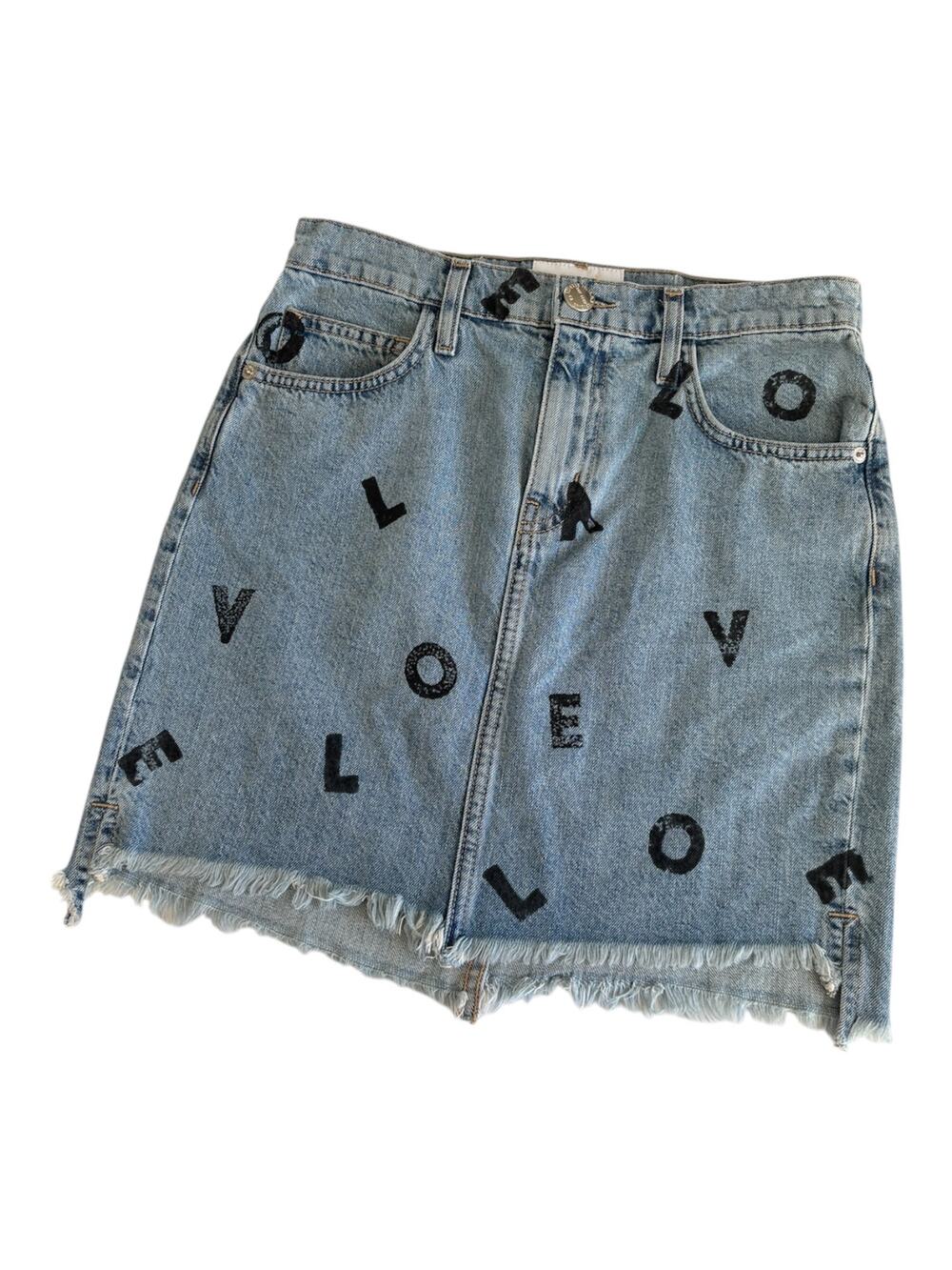 Current/Elliott Anthropologie Love Letters Blue and Black Denim Skirt Women’s 26